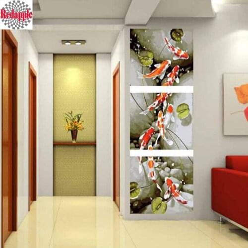3pcs set Frameless picture Koi Fish pattern diy diamond painting Animal by number embroidery full square 5d cross stitch mosaic