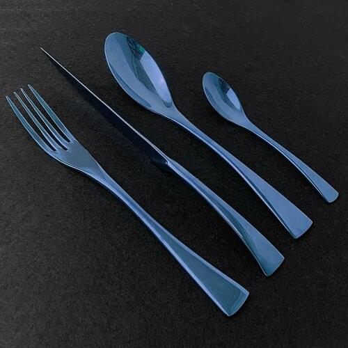 1-Pieces Blue Dinnerware Cutlery Set Colorful Mirror Flatware Set 18/10 Stainless Steel Western Steak Knife Kitchen Accessories
