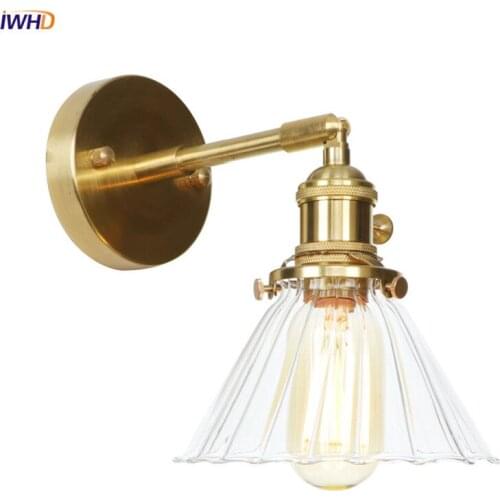 IWHD Copper Nordic Wall Lamp LED Glass Modern Wandlamp LED Edison Wall Light Industiral Vanity Light Applique Murale Luminaire