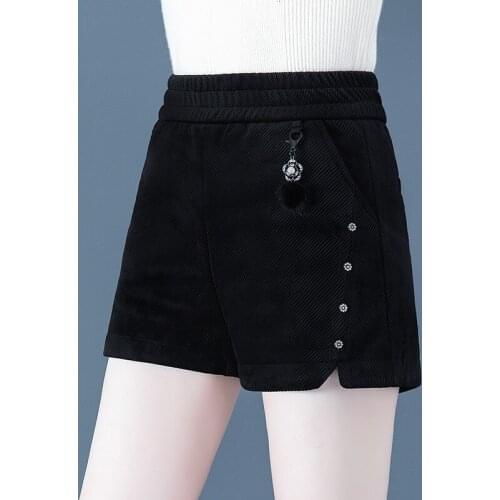 2020 new fashion ladies winter thickened bottoming boots gold velvet shorts womens outer wear high waist DQ512