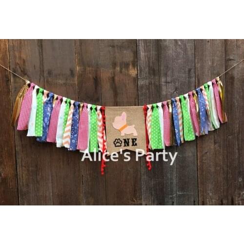 New Puppy Dog Birthday Highchair Banner Photo Prop Backdrop Garland Baby Shower Decoration Cake Smash First One Flag Bunting