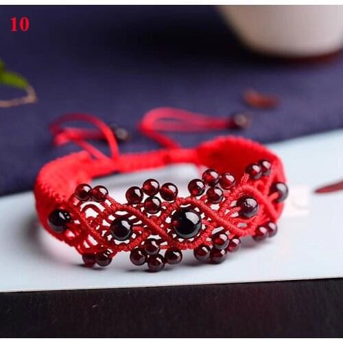 Natural Red Gems Charm Bracelets Ethnic Bracelet Temperament Red String Bracelet Handmade Braiding Adjustable Beaded Bracelet