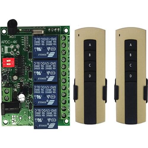 500M 433MHz Remote Control Switch DC 12V 24V 4CH Receiver Module Motor controller Transmitter 4buttons For Light/Fan/Smart Home