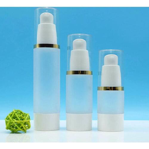 50ml plastic frosted airless bottle gold line lid for serum/lotion/emulsion/liquid foundation/eye essence/skin care packing