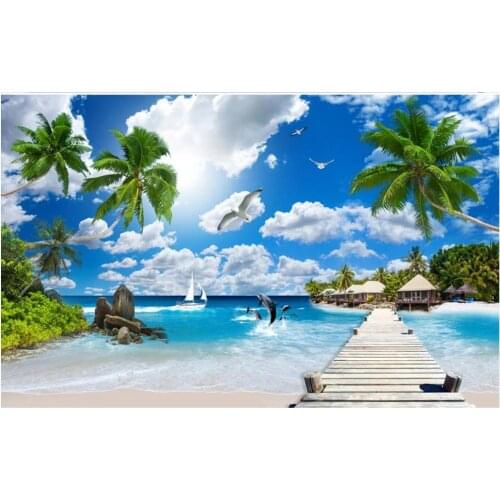 Custom photo wallpapers for walls 3 d murals wallpapers Seascape landscape tree sofa living room TV background wall papers