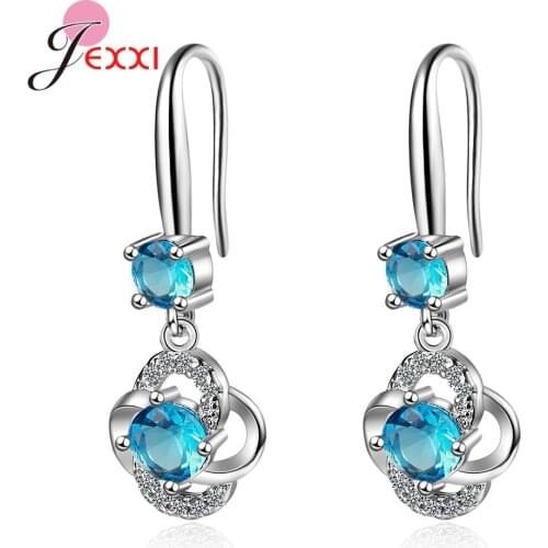 Fast Delivery 925 Sterling Silver High Quality Drop Earring Women Girls Romantic Flower Cubic Zirconia Rarrings Wholesale