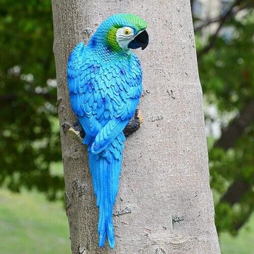 Resin Parrot Sculpture Animal Art Statues Garden Branch Ornament Home Decor Animal Sculpture For Home Office Garden Decor