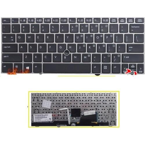 SSEA New US Keyboard for HP EliteBook 2170p 2170 laptop keyboard with silver frame free shipping