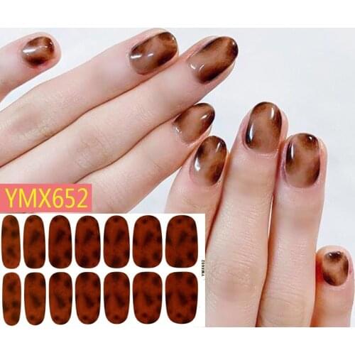14Posts/Sheet Nail Art Stickers Fashion Nails Amber/Flame Strips Wraps Glitter Decoration Full Cover Adhesive Nail Tips Manicure