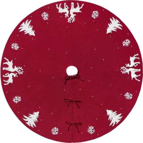 36 Inches Knitted Christmas Tree Skirt,3D Elk Xmas Tree Base Cover Mat,Rustic Tree Skirt for Holiday Party Decorations