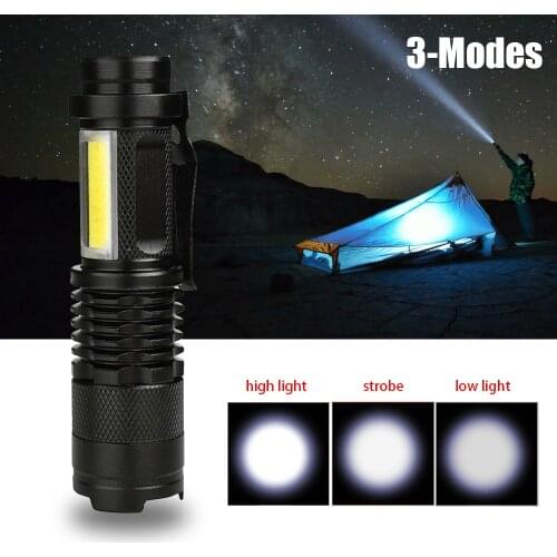 Ultra Bright 3800Lumens Q5 COB Led Flashlight Zoomable Mini hand tactical Torch Focus Emergency work Light for Camping Hiking