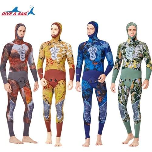 Thicken Warm 5MM Two-Piece Neoprene Wetsuits Camouflage Scuba Diving Suit Winter Swimwear Split Spearfishing Wetsuit For Men