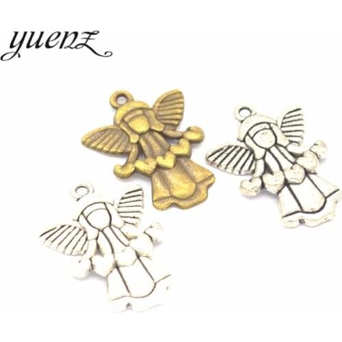 YuenZ 10pcs Antique Silver color Angel Charm Metal Charms Necklace Jewelry Diy Jewelry Findings Handmade Craft 25*15mm I204