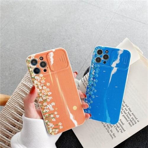 Camera Lens Protection Phone Case For iPhone 11 12 Pro Max X XR XS Max 7 8Plus Fashion Flower Mate Hard Cover Oil Painting Coque