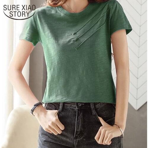 2021 New Summer Clothing Korean Short Sleeve Shirt Womens Fashion Tee Shirt Summer Loose Casual O-neck Shirt with Button
