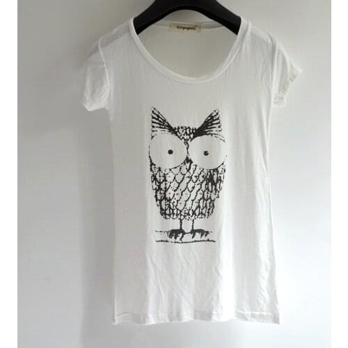 Women new summer leisure cute owl printing comfortable cotton casual girl T-shirt tops