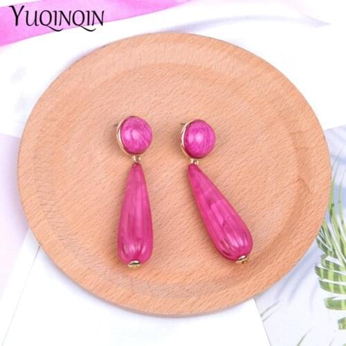 Simple Fashion Geometric Long Pendant Drop Earrings for Women Resin Acrylic Dangle Earring Multi-color Boho Statement Jewelry