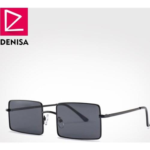 DENISA Vintage Small Square Sunglasses Women 2019 Fashion Retro UV400 Black Sun Glasses Men Eyewear Gafas De Sol Mujer G18928