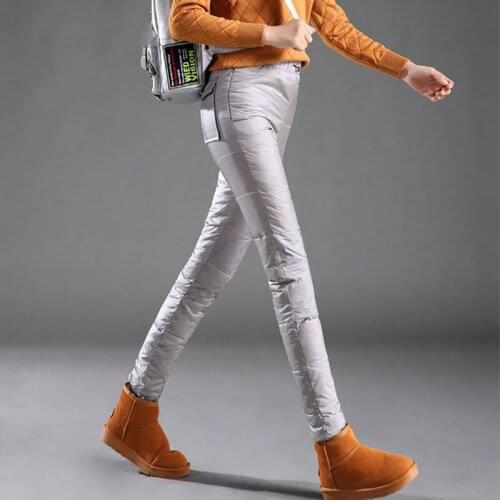 2018 New Arrival Women Pants Elastic Waist Trousers Winter Down Pants Female Warm Thick Fast Shipping 0731-68