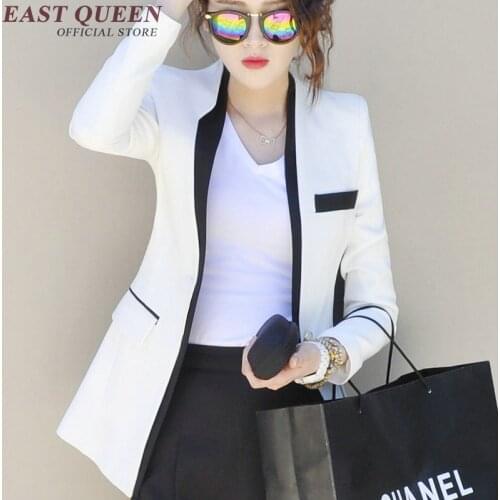 Spring Long Sleeve Female Blaser Single Button Suit Women Office Wear Solid Color V-neck Blazer Femme NN0422 E