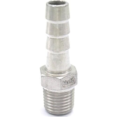 1/4" BSPT Male Fit Hose I/D 10mm Hose Barbed 304 Stainless Steel Pipe Fitting Hose tail Connector 230 PSI