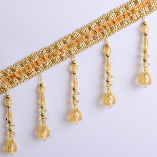 12yard/lot Curtain Lace Tassel Accessories Fringe Trim African Cord Lace Pompom Beads Ribbon For Drapery Sewing Zakka Rideaux