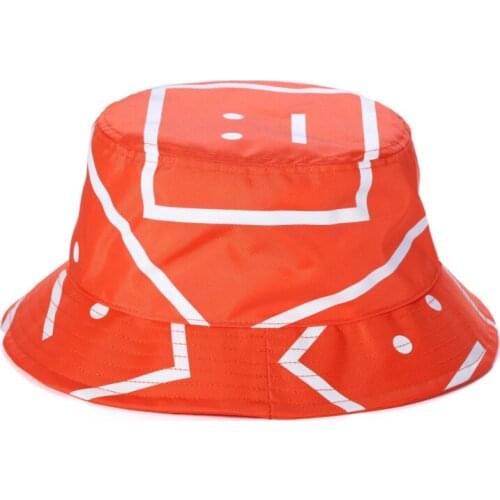 2021 Fashion Summer Cotton Smiley Print Bucket Hat Hip Hop Reversible Fisherman Hat Womens Men