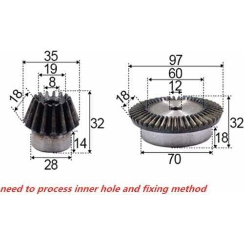 3:1 bevel gear 2modulus 16teeth with 48teeth inner hole8-12mm 90 degree drive reverse steel gear steel gear