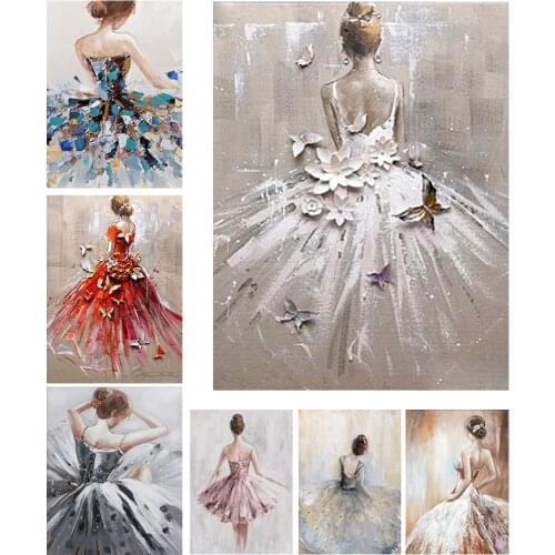 Handmade Art 5D Diamond Mosaic Ballet Woman Full Square Diamond Painting Portrait Picture Of Rhinestones Embroidery Home Decor