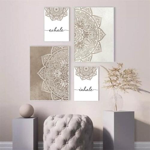 Mandala Abstract Canvas Poster Yoga Wall Art Namaste Quote Print Painting Decorative Picture Modern Living Room Decor No Frame