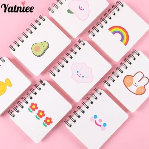 Yatniee 2pcs A7 Diary Journal Coil Notebook Cute Rainbow Flower Ring Binder Hand Book Student Mini Pocket Stationery Supply