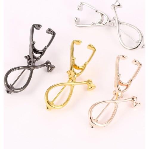 Novelty Design Stethoscope Brooches 4 Colors Charm Metal Brooches Fashion Medical Jewelry For Nurse Physicians Accessories