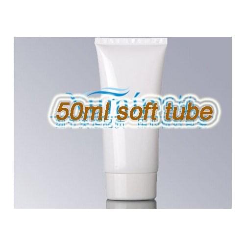 Capacity 50ml 200pcs/lot factory wholesale White plastic flat soft tube with white ordinary screw cap, cosmetics hoses