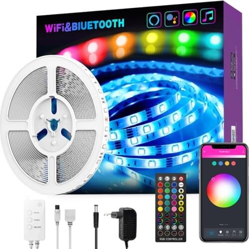 EU regulatory plug Christmas Party Smart Wireless Remote Control Music Dance WiFi Bluetooth LED Color Light Strip 5 m RGB