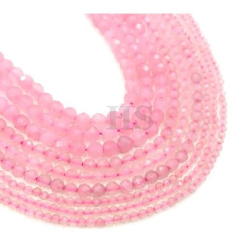 Natural Pink Rose Quartz Small Faceted Round Loose Bead Healing Energy Stone for Jewelry Bracelet Necklace Design 2mm 3mm 4mm