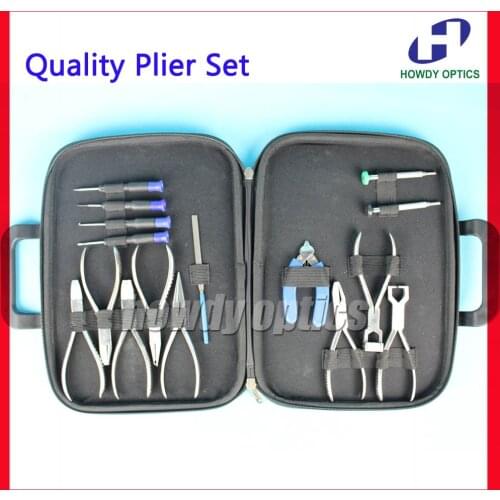 Quality Optical Glasses Plier Set Screwdriver File Tool Set Black Bag Eyeglasses Repair Kit