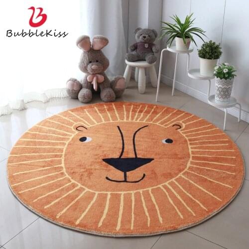 Bubble Kiss Cartoon Round Carpets For Living Room Thick Lamb Wool Pink Rug Modern Bedroom Decor Carpet Home Bedside Area Rugs