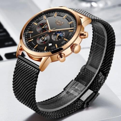 2019 LIGE Mens Watches Top Brand Luxury Casual Quartz WristWatch For Men Military Full Steel Waterproof Sport Clock Reloj Hombre