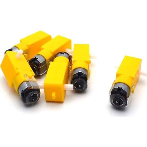 Gear Motor Dual Shaft 3-6V TT Motor for Smart Car Robot Pack of 6 (I Shape)