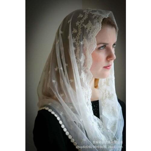 Muslim Catholic Womens Lace Cappa Sub-Veil Scarf ivory Black Catholic Veil
