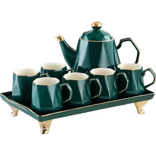 Water set European style tea brewing set high grade household cup set teapot teacup living room ceramic water cup