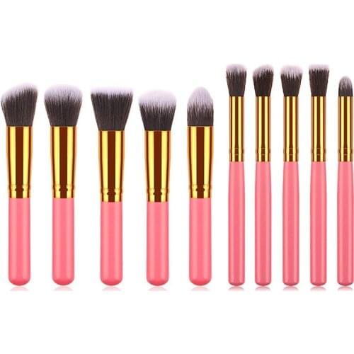 10pcs Makeup Brush Set Metallic Handle Blusher EyeShadow Bronzer Powder Contour Brushes Professional Cosmetic Tool For Gift