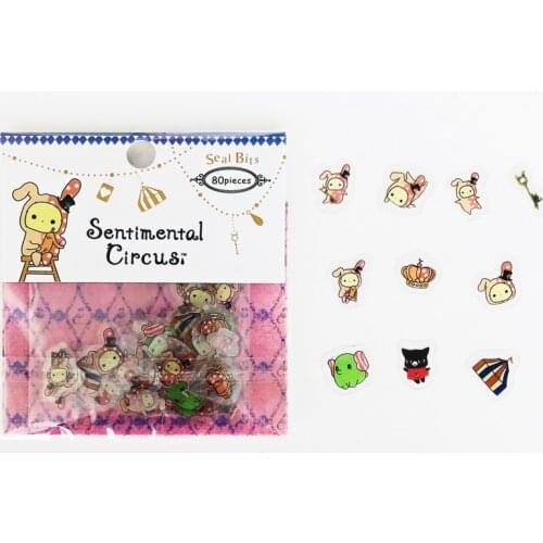 80 pcs/Pack ( 10 Designs) Pink Rabbit Elephant Adhesive DIY Sticker Stick Label Notebook Album Decor