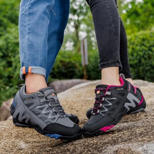 2021 new waterproof leather outdoor hiking shoes for men and women couples hiking shoes sports shoes wear-resistant travel shoes