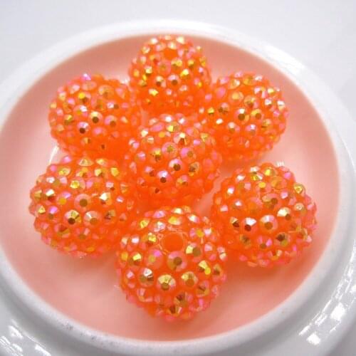 NEW Item High Quality Orange 20mm Chunky Resin Rhinestone Ball Beads Sew On DIY Accessories Big Size Beads For Jewelry Making