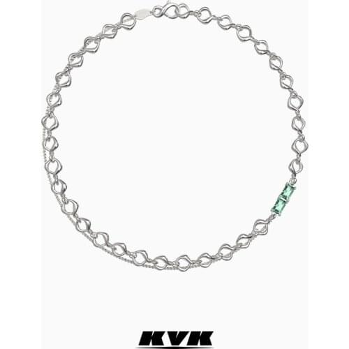 KVK Simple Joker Combination Double Zirconium Hand Twist Necklace Simple Luxury Small Design Clavicle Necklace Female