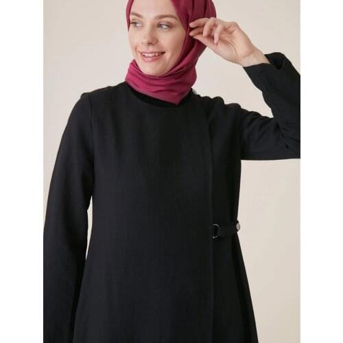 Gusset Crystal Linen Seasonal Simple Muslim Dress Long Turkish Hijab Summer Cool Spacious Simple Black Dress Vivezza 6824