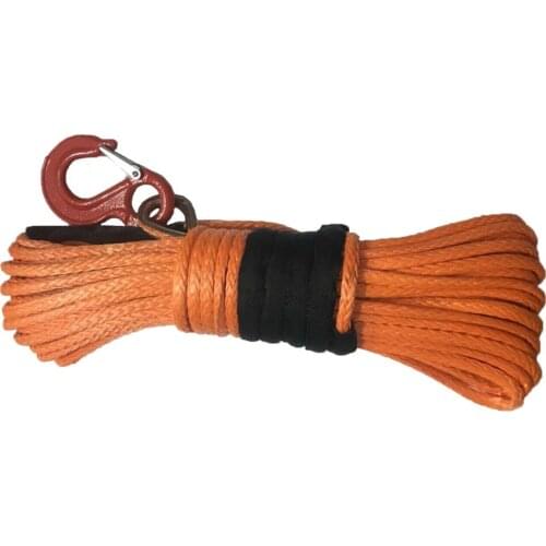 12mm x 28m synthetic winch line uhmwpe rope with hook for 4wd atv utv off- road