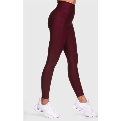 Superstacy High Waist Pockets Burgundy Sports Leggings