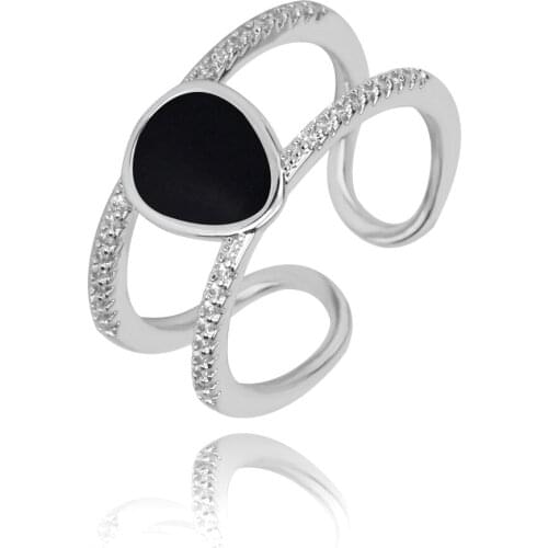 TIRIM Trendy Cubic Zirconia Finger Rings for Women and Girls Abalone Shell Open Ring Fashion Bague Anillo Jewelry кольцо женско